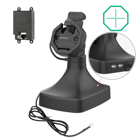 GDS® Uni-Conn™ Powered Tilt & Swivel Dock with PoE + Data (RAM-GDS-DOCK-D14-U3E-2A)