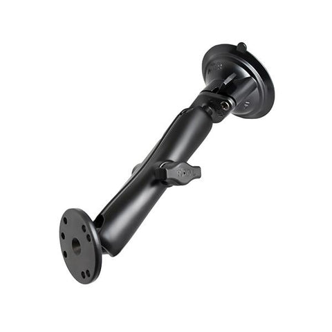 RAM Twist-Lock™ Suction Mount with Double Socket Arm and Round Base w/ AMPs hole (RAM-B-166-C-202U) - RAM Mount Singapore