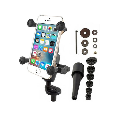 RAM Fork Stem Mount with Double Socket Arm & Universal RAM X-Grip Phone Cradle (RAM-B-176-A-UN7U) - RAM Mount Singapore