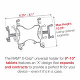 RAM® X-Grip® Holder with Ball for 9"-10" Tablets (RAM-B-202-UN9U)